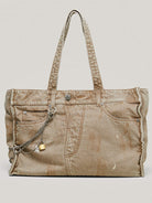 SMFK Distressed Denim Chain Tote Bag in Denim