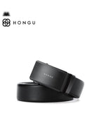 HONGU Automatic Buckle Cowhide Leather Belt in Black