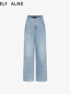 RARELY ALIKE Irregular Waist Wide Leg Jeans in Sky Blue