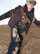 PERSONSOUL Armor Stitch Duck Down Vest in Brown - On Male Model