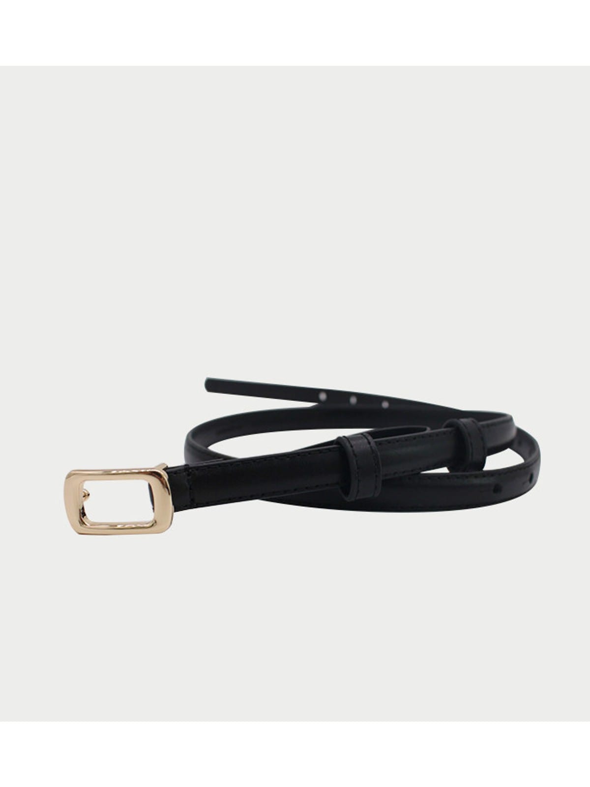 PANLULUPAN Top Grain Leather Square Buckle Belt in Black
