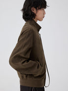 SIMPLE PROJECT Suedette Harrington Jacket in Brown - On Male Model