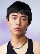 BLACKHEAD Gradient Tourmaline Chain Necklace in Silver - On Male Model