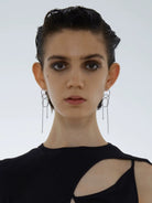 BLACKHEAD Wrapped Chain Drop Earrings in Silver - On Female Model