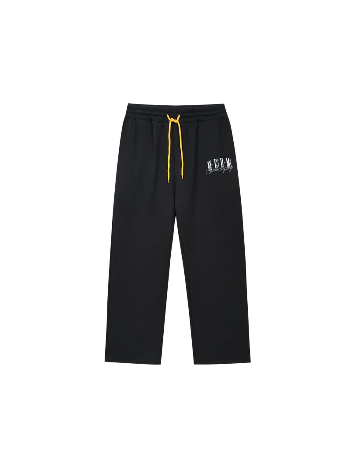 MEDM Fleece Lined Embroidered Sweatpants in Black