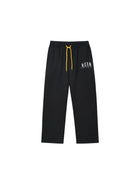 MEDM Fleece Lined Embroidered Sweatpants in Black