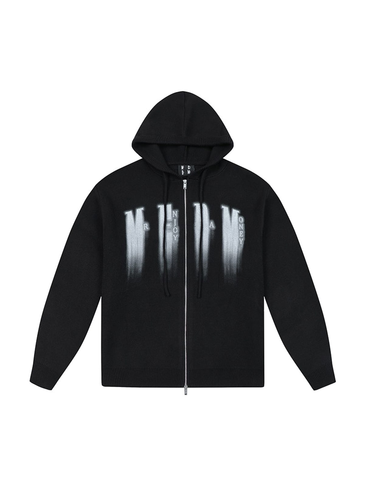MEDM Zip Up Hooded Knit Cardigan in Black