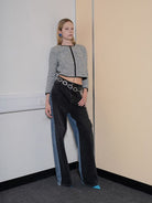 RARELY ALIKE Silver Sequin Tweed Cropped Jacket in Silver - On Female Model