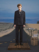 SOD Striped Double Breasted Wool Blend Blazer in Black - On Male Model