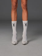 SMFK Athletic Cotton Blend Short Socks 2 Pack in White - On Female Model