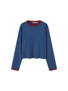 SweetChilling Striped Wool Blend Crewneck Sweater in Blue