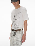 JCAESAR STUDIO Graphic Cotton Linen T Shirt in White - On Male Model