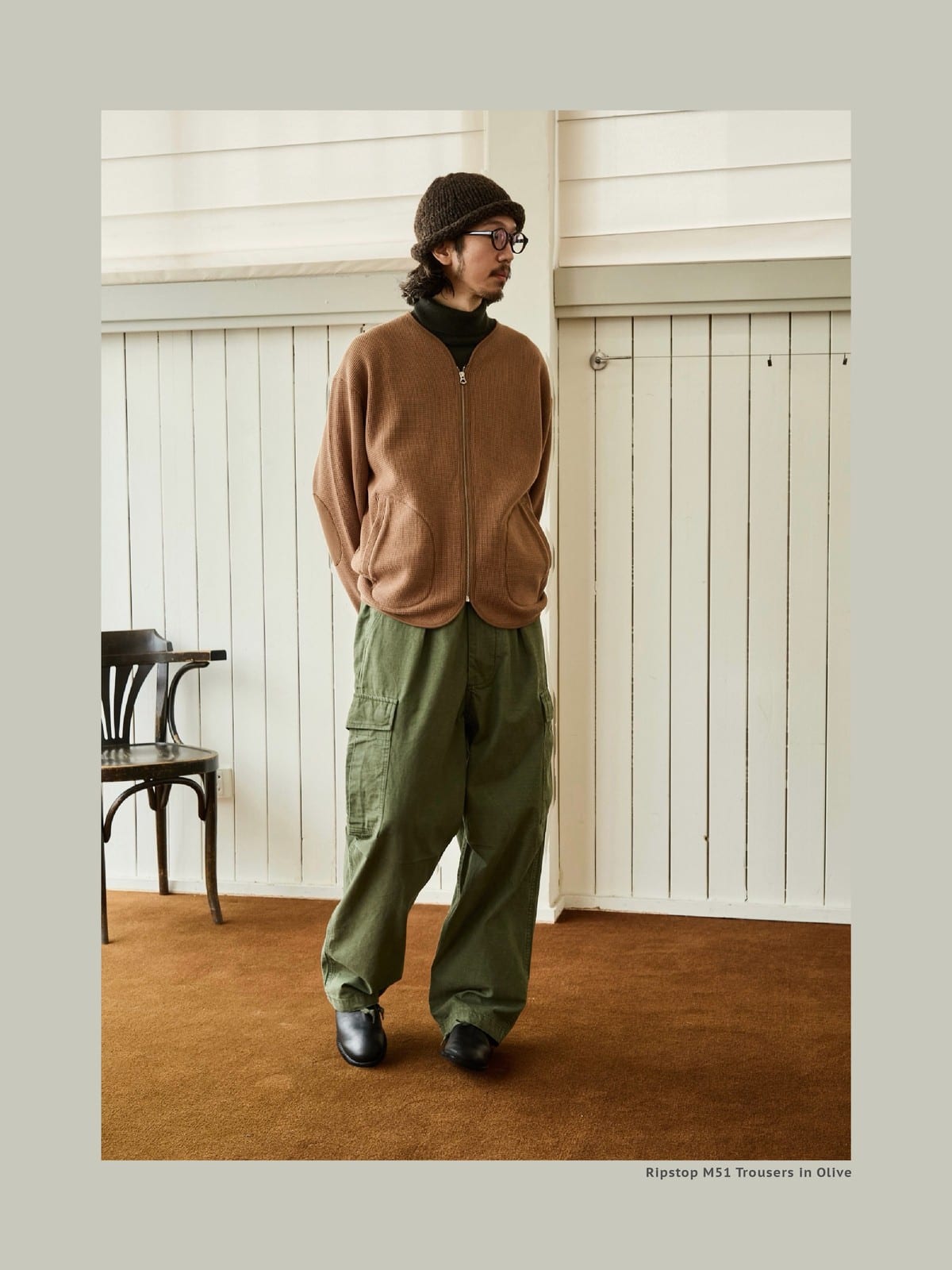 USAGE Heavyweight Ripstop M51 Cargo Pants in Olive - On Male Model