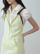 RARELY ALIKE Hooded Half Zip Sweatshirt Dress in Yellow - On Female Model