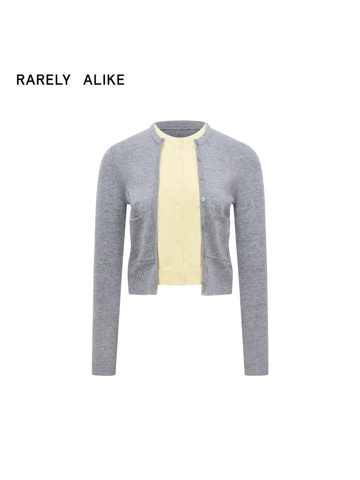 RARELY ALIKE Wool Color Block Layered Cardigan in Gray