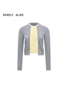 RARELY ALIKE Wool Color Block Layered Cardigan in Gray
