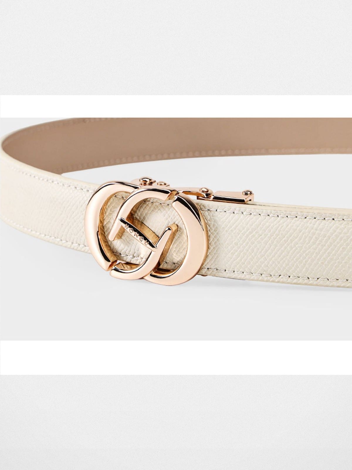 HONGU Split Leather Waist Belt in Cream - Detail