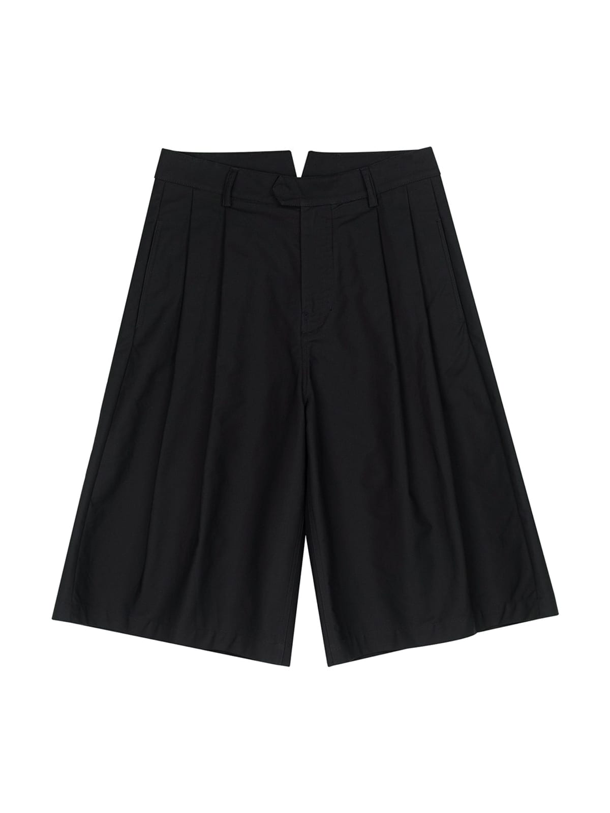 SIMPLE PROJECT Cotton Pleated Cropped Shorts in Black
