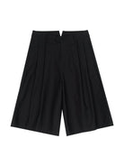 SIMPLE PROJECT Cotton Pleated Cropped Shorts in Black