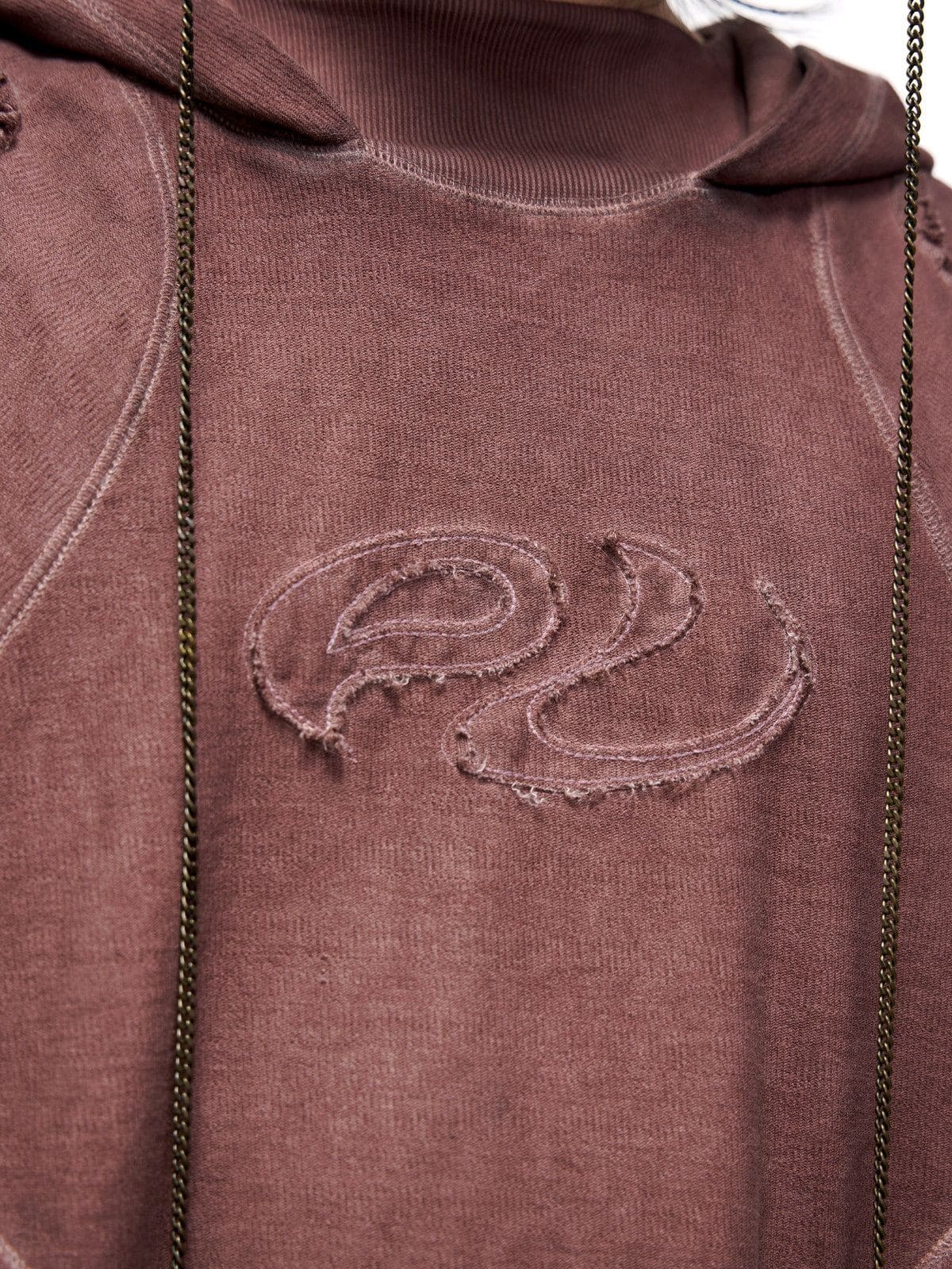 PERSONSOUL Garment Dyed Distressed Hoodie in Brown - On Model