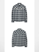 SOD Embroidered Plaid Western Shirt in Gray