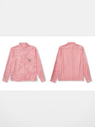 Retro 21 Star Studded Striped Cropped Shirt in Pink