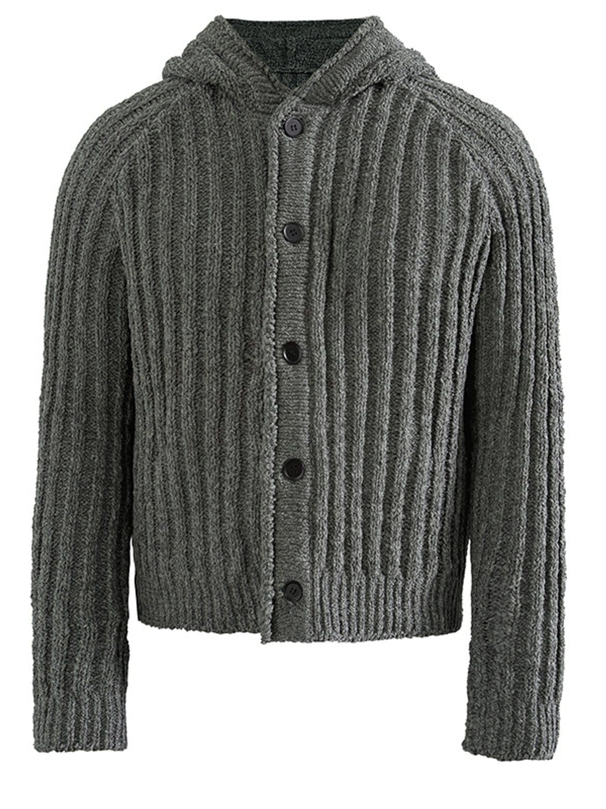 JCAESAR STUDIO Heavyweight Ribbed Hooded Sweater in Gray