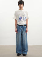 JCAESAR STUDIO Symphony Print Tencel Wool T Shirt in White - On Male Model