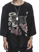 D5ove Boxing Dog Graphic Half Sleeve T Shirt in Black - On Male Model