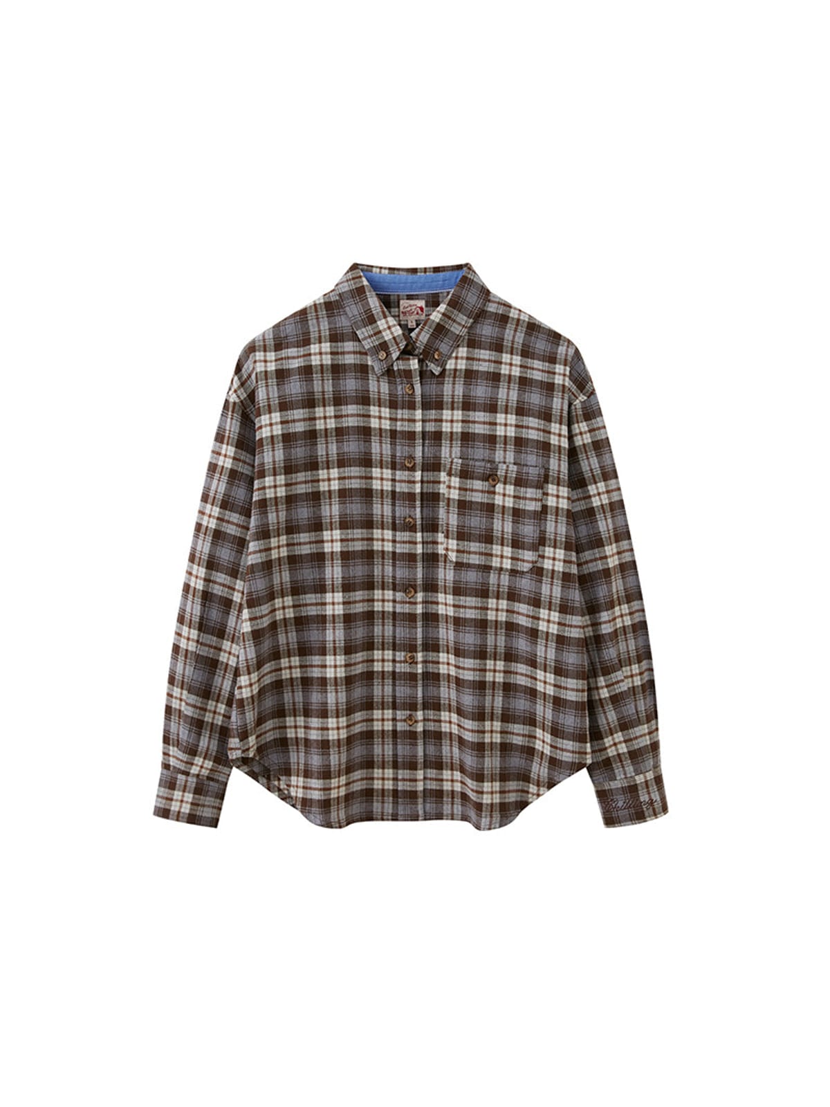 SweetChilling Relaxed Plaid Button Down Shirt in Brown