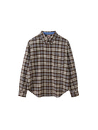 SweetChilling Relaxed Plaid Button Down Shirt in Brown