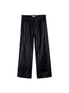 SIMPLE PROJECT Twisted Seam Metallic Faux Leather Trousers in Black