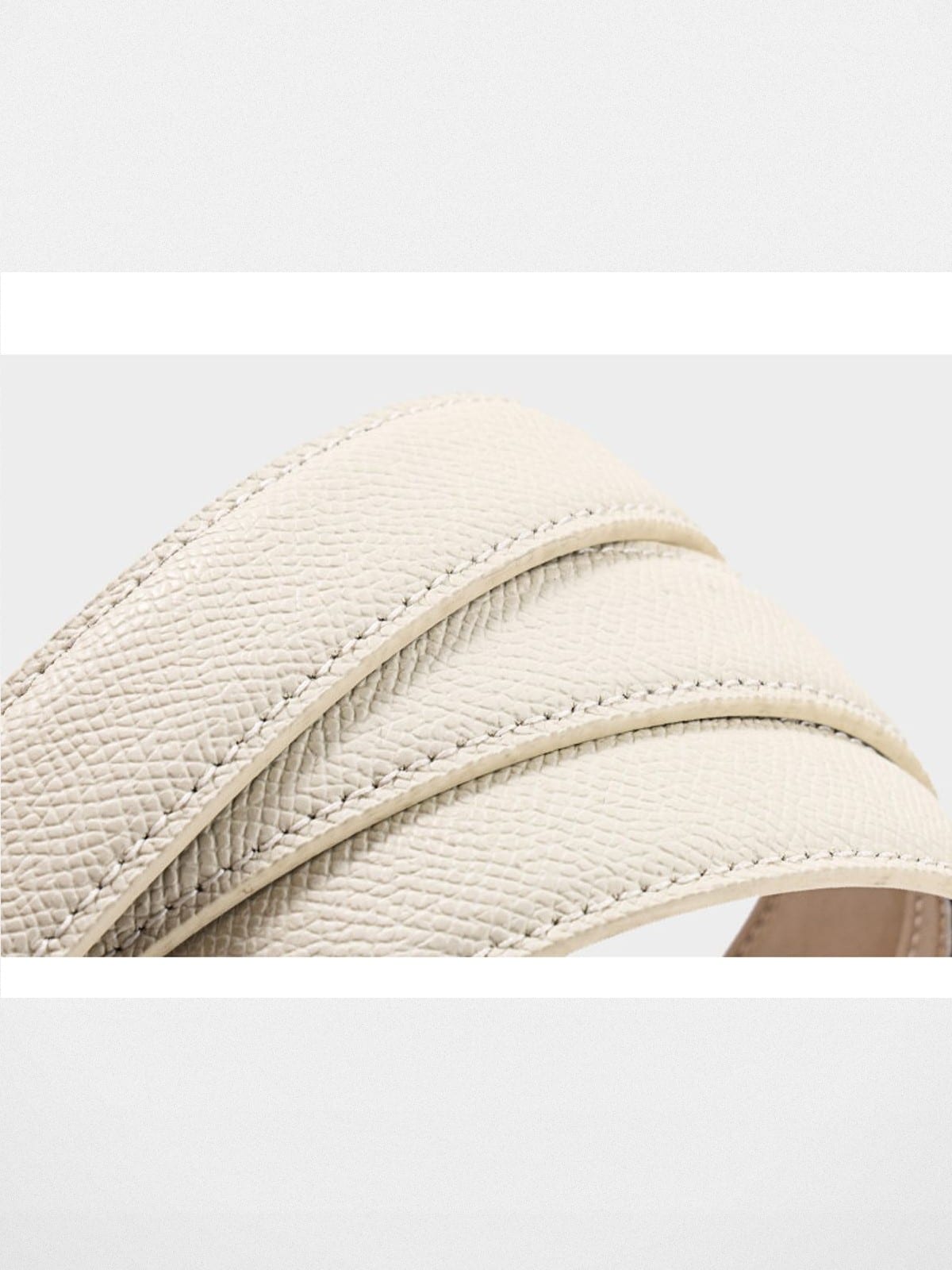 HONGU Split Leather Waist Belt in Cream - Detail