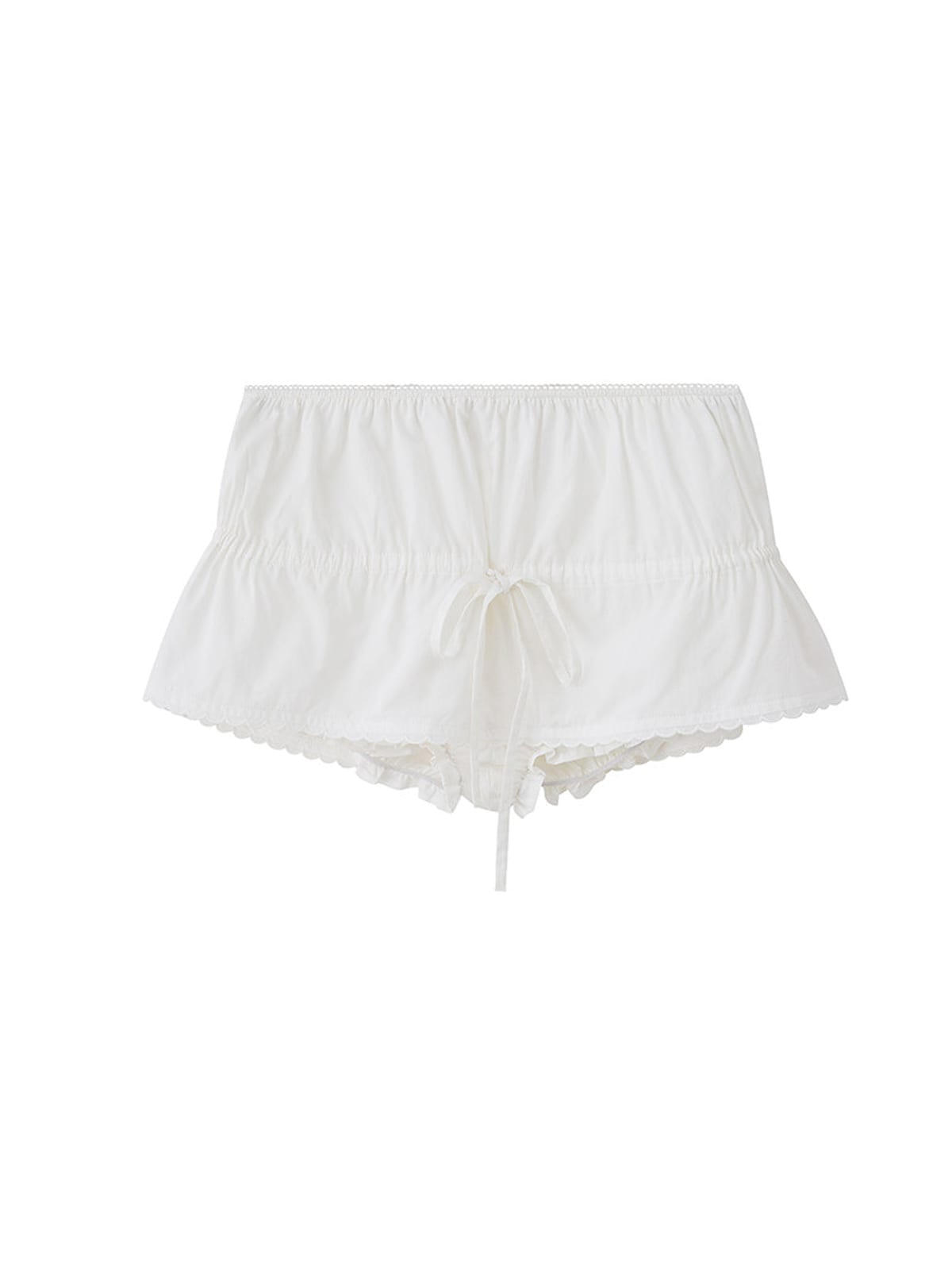 SweetChilling Drawstring Ruffled Mini Skirt in White