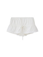 SweetChilling Drawstring Ruffled Mini Skirt in White