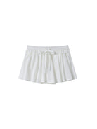 SweetChilling Ruffled Drawstring Mini Skirt in White