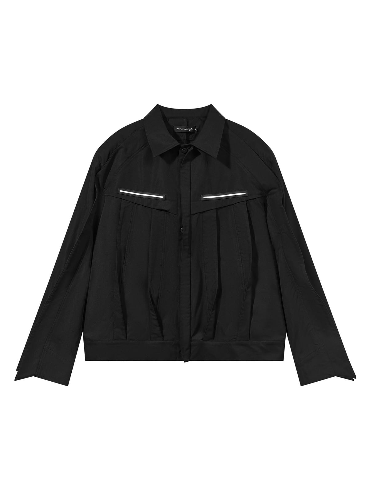 BLINDNOPLAN Paneled Hidden Placket Jacket in Black