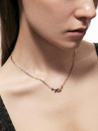 BLACKHEAD Two Tone Twisted Nail Steel Necklace in Gold - On Female Model