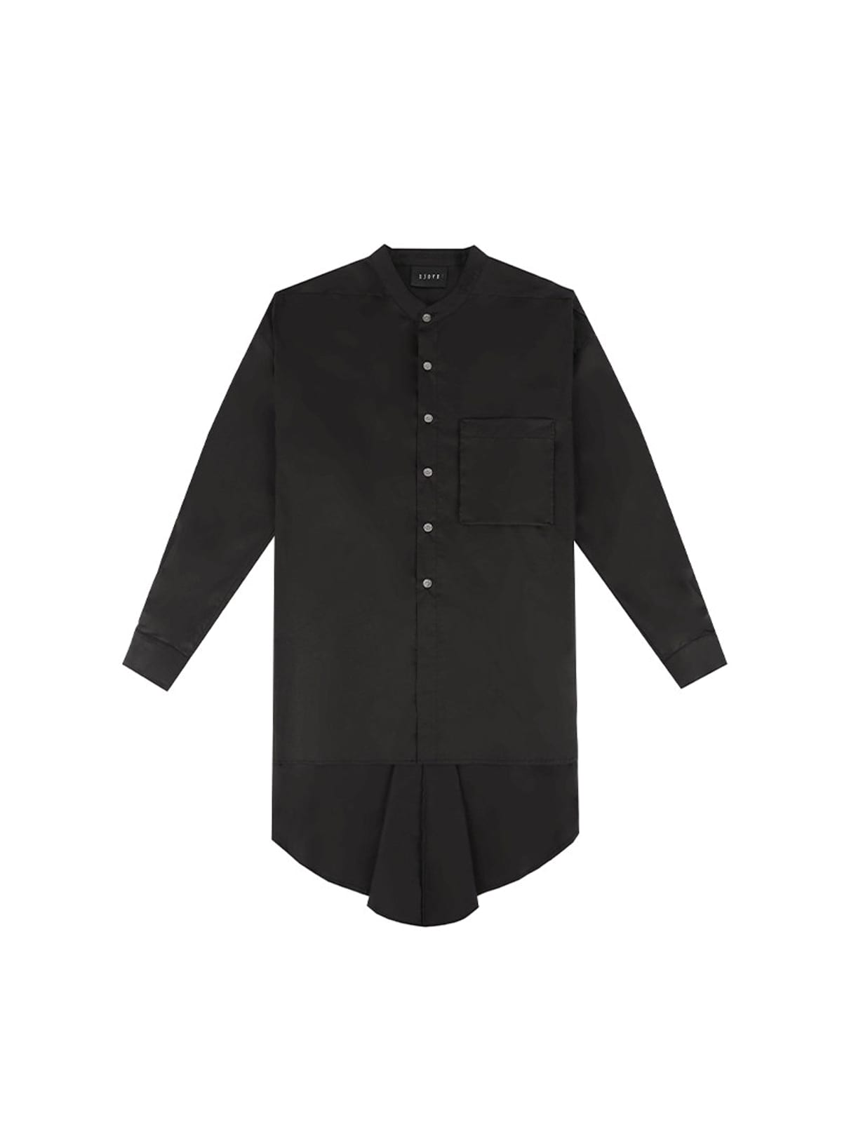 D5ove Mid Length Band Collar Shirt in Black
