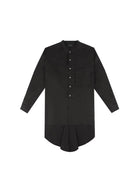 D5ove Mid Length Band Collar Shirt in Black