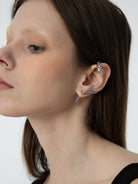 BLACKHEAD Exaggerated Snake Ear Cuff in Silver - On Female Model