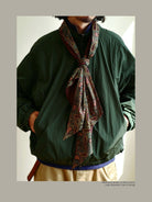 USAGE Lightweight Nylon Zip Up Jacket in Green - On Male Model