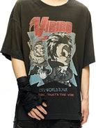 D5ove Distressed Graphic Cotton T Shirt in Black - On Male Model