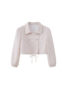 SweetChilling Double Breasted Tie Hem Crop Top in White