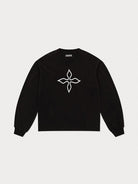 SMFK Oversized Cross Print Cotton Sweatshirt in Black