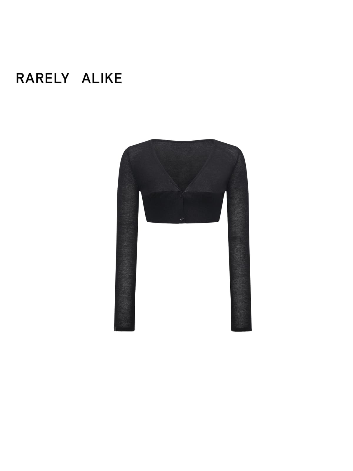 RARELY ALIKE Silk Wool Cropped V Neck Cardigan in Black