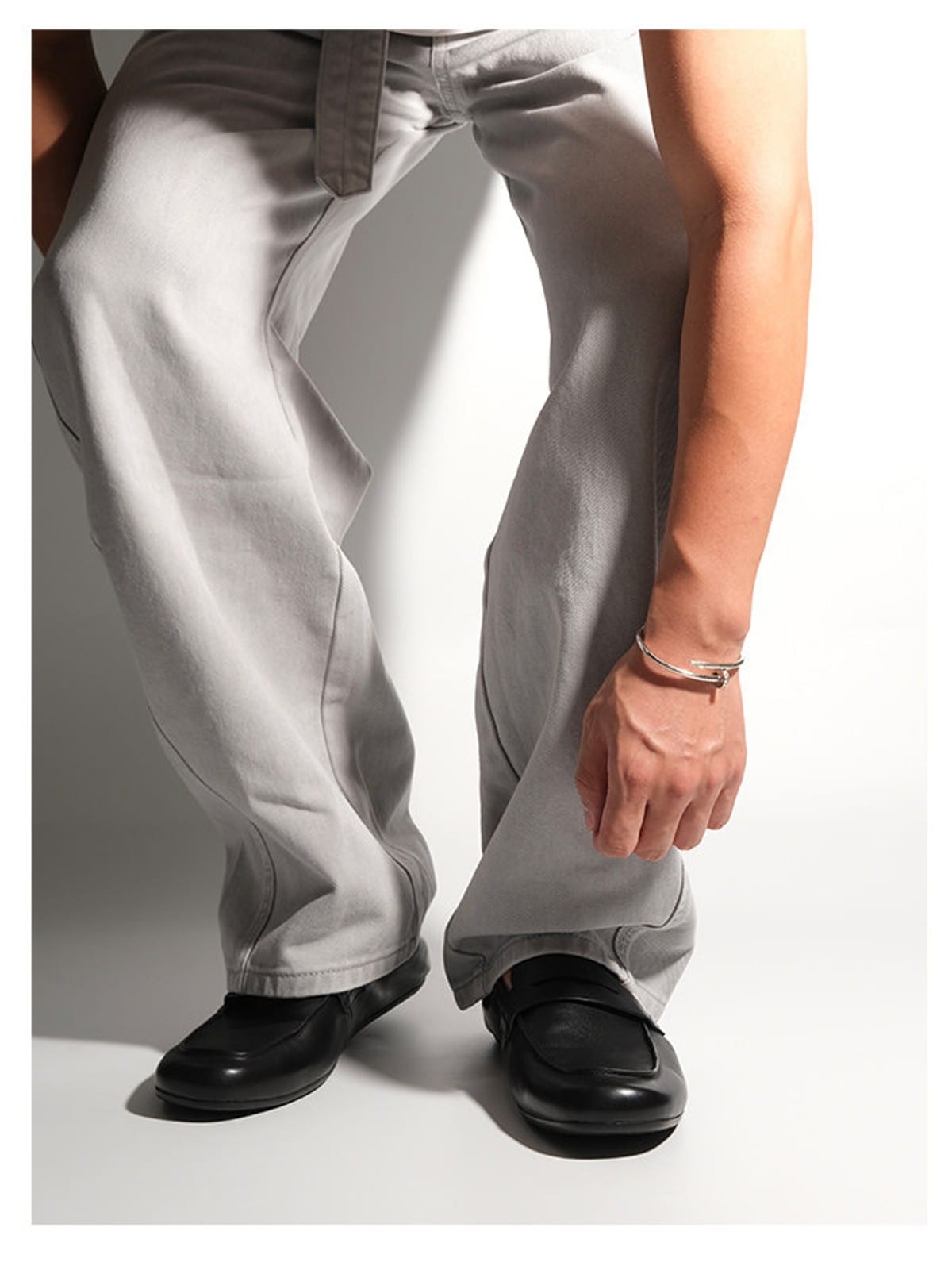 EIX GNOD Calf Leather Slip On Loafers in Black - On Male Model