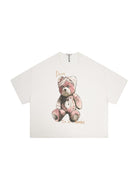 D5ove Sad Bear Graphic Half Sleeve T Shirt in White