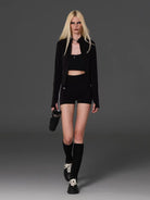 SMFK Zip Up Long Sleeve Active Jacket in Black - On Female Model