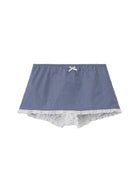 SweetChilling Gingham Lace Trim Mini Skirt in Navy Blue